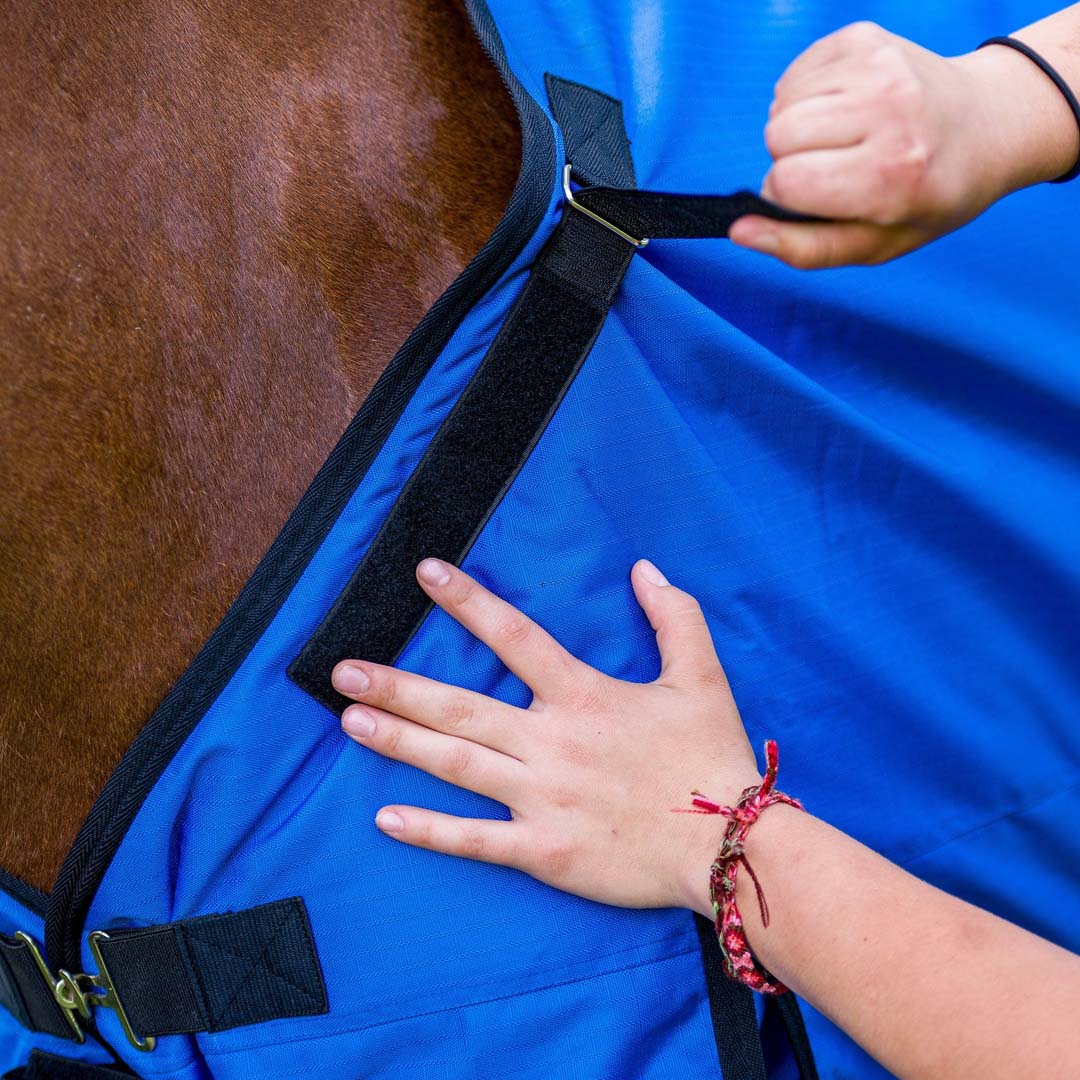 TuffRider Comfy-Fit Medium Weight Standard Neck Ripstop Turnout Blanket w/ Adjustable Neck Opening- 1200D, 200 GSM