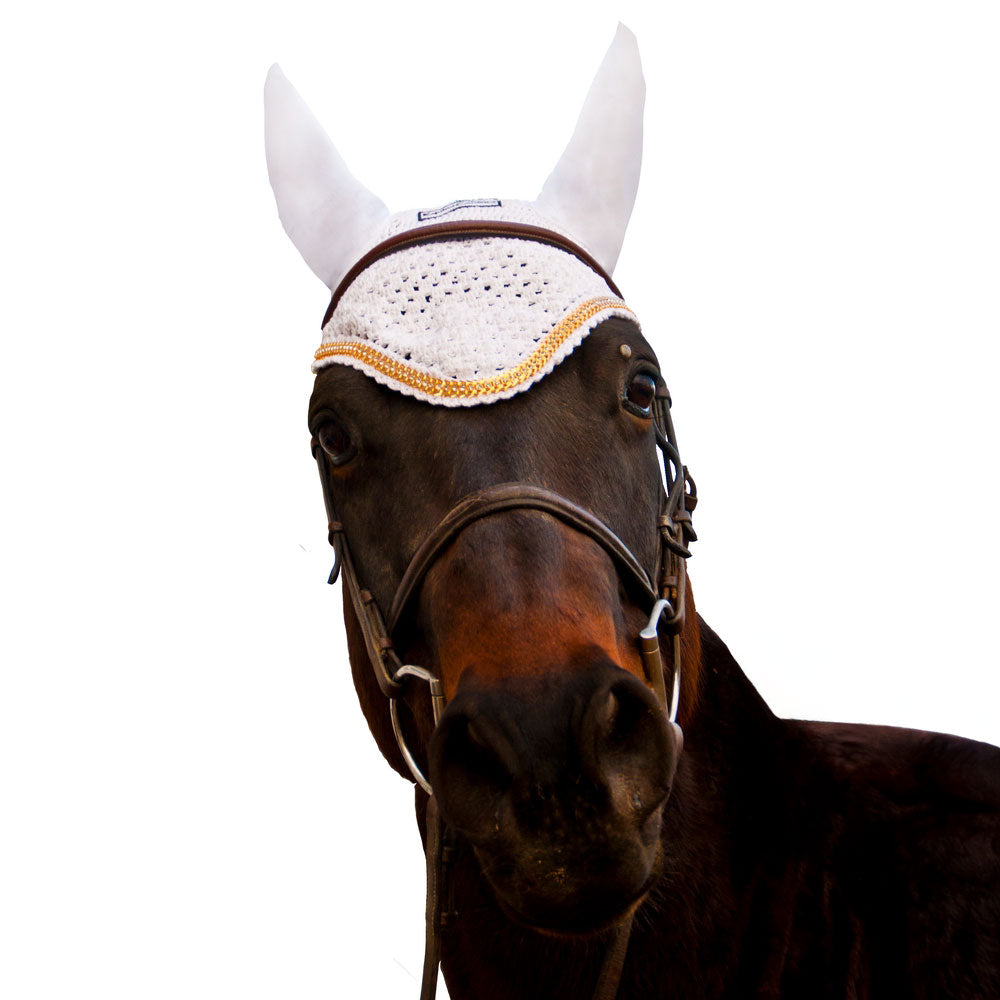 Equine Couture Fly Bonnet with Gold Chain
