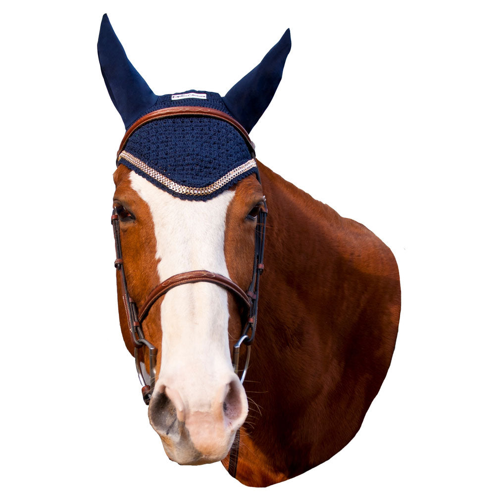 Equine Couture Fly Bonnet with Gold Chain