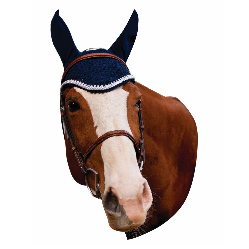 Equine Couture Fly Bonnet with Silver Rope & Crystals