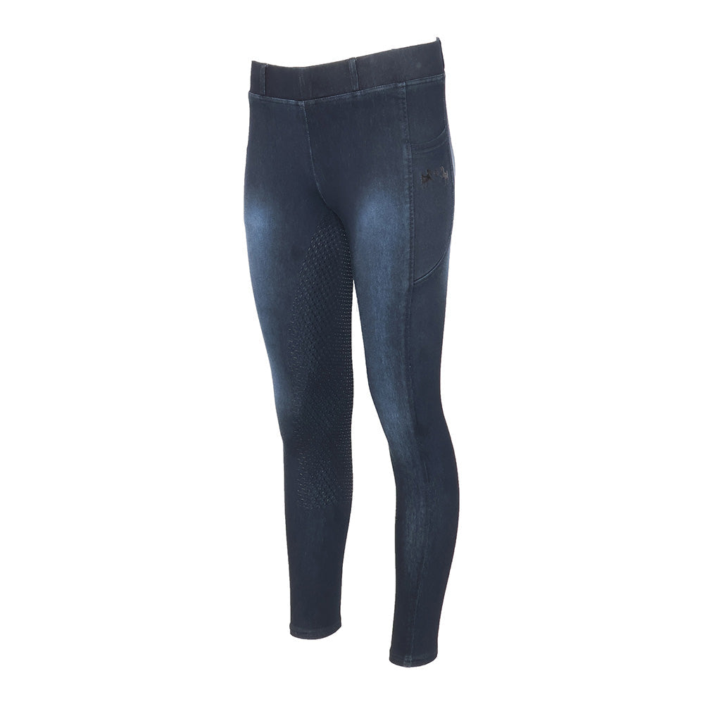 Equine Couture Ladies Denim Full Seat Silicon Tights with Phone Pocket