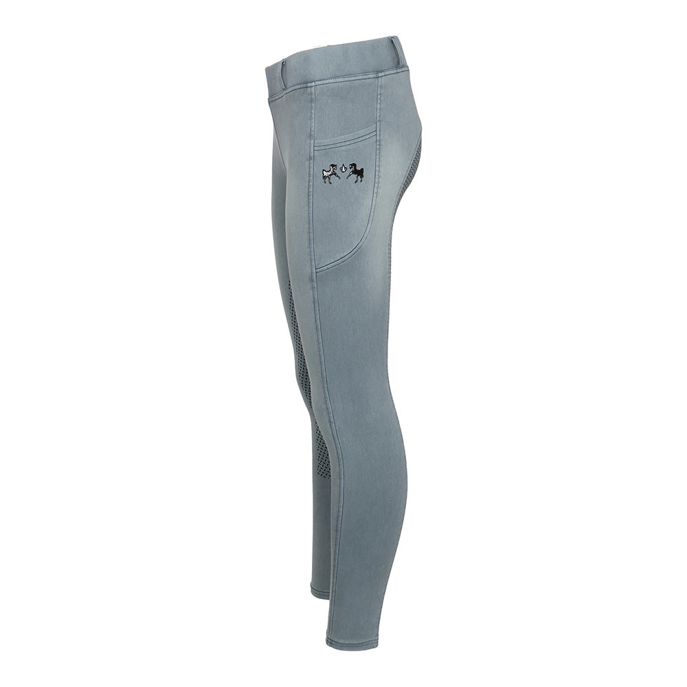Equine Couture Ladies Denim Full Seat Silicon Tights with Phone Pocket