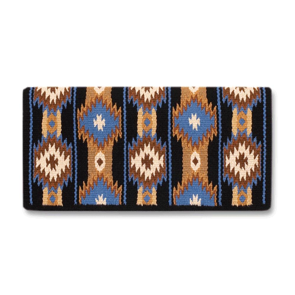 1463-9 Two X Two 38inx34in New Zealand Wool Saddle Blanket NAVY TAN BLUE