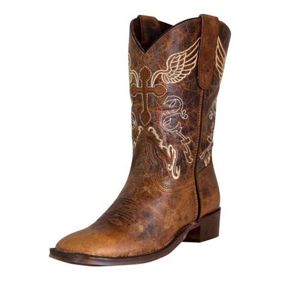 TuffRider Children Sequoia Cross & Wing Embroidered Square Toe Western Boots