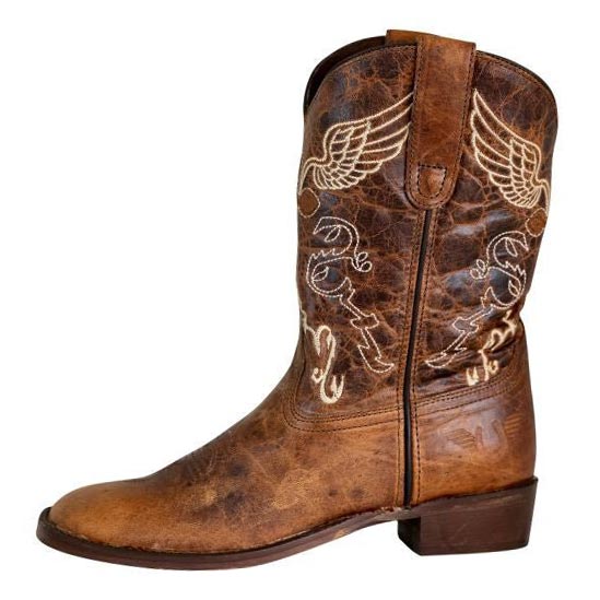 TuffRider Children Sequoia Cross & Wing Embroidered Square Toe Western Boots