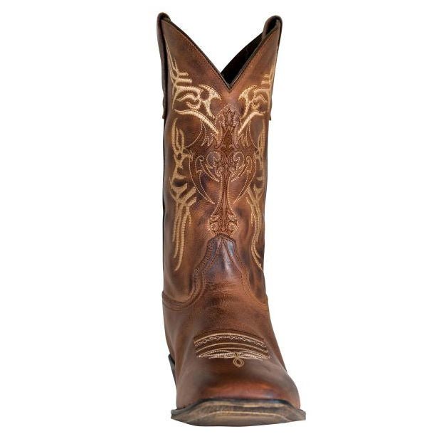 TuffRider Men's Lamar Leather Contrast Stitched Wide Square Toe Western Boots