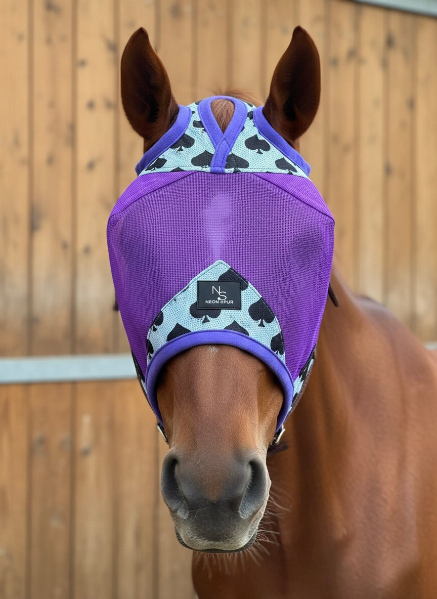 Smokin Spades Fly Mask -Purple Mesh
