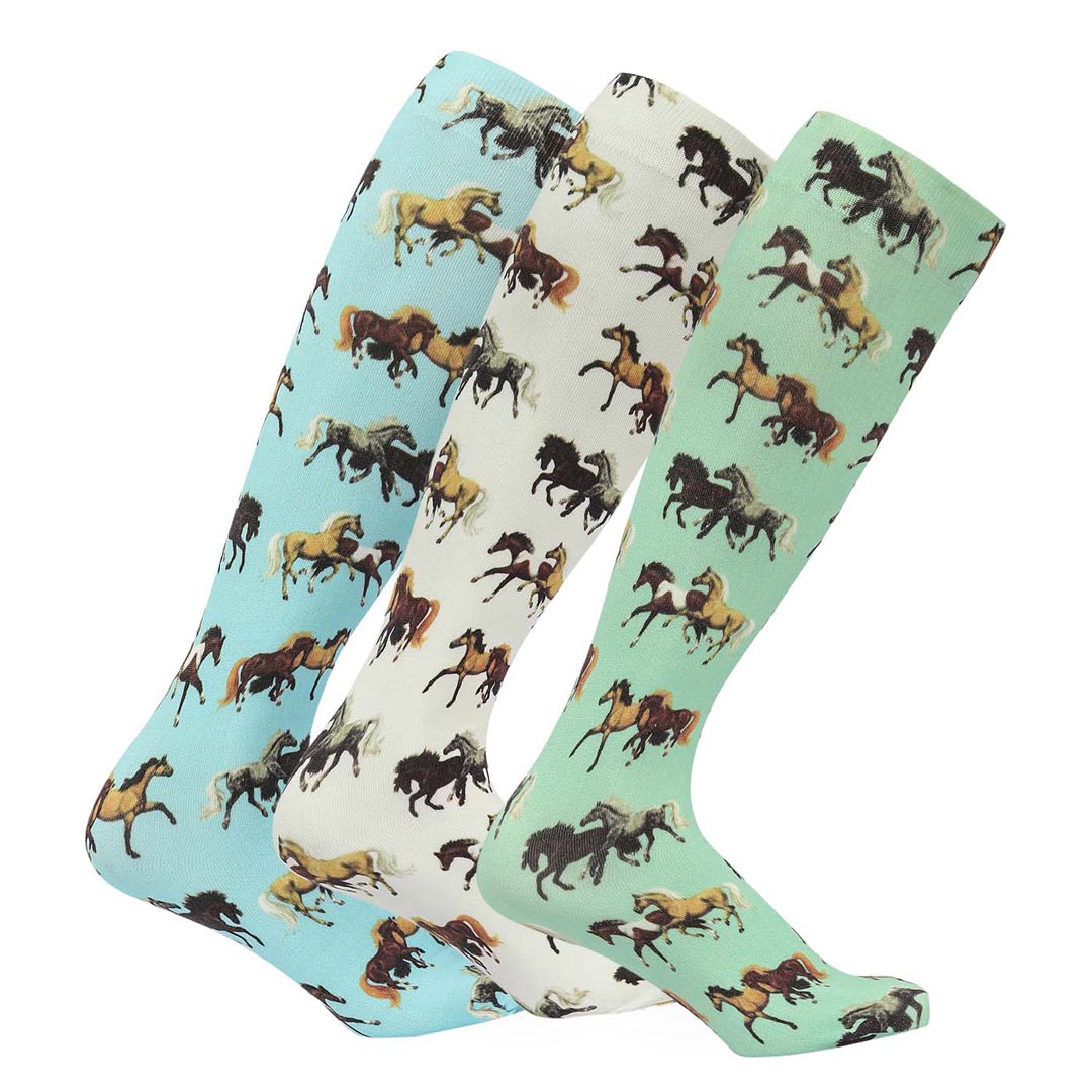 AWST Int'l Lila Horse Pairs Socks- 3 pack
