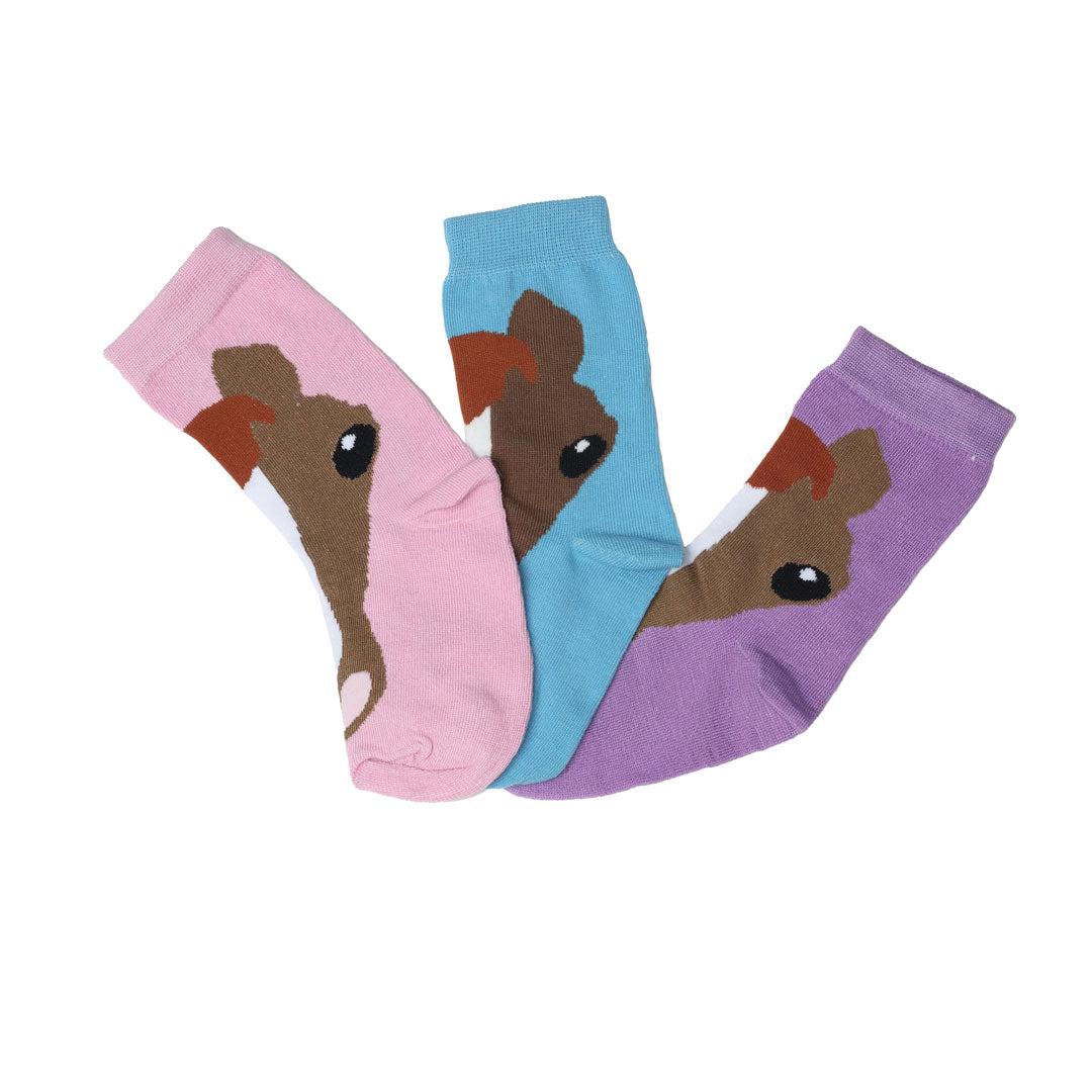 AWST Int'l  Children Horse Face Crew socks - 3 pack