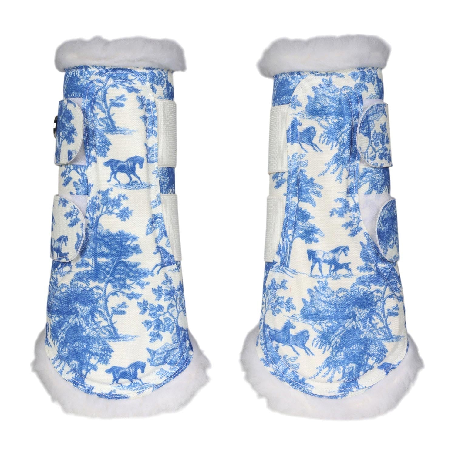 Dapplebay Equestrian Toile Brush Horse Boots-Blue/White