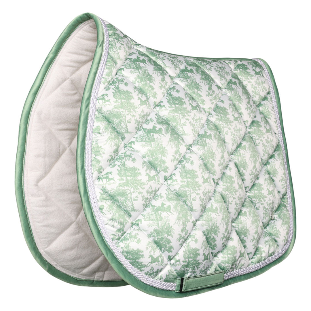 Dapplebay Equestrian Toile Pony Saddle Pad-Green/White