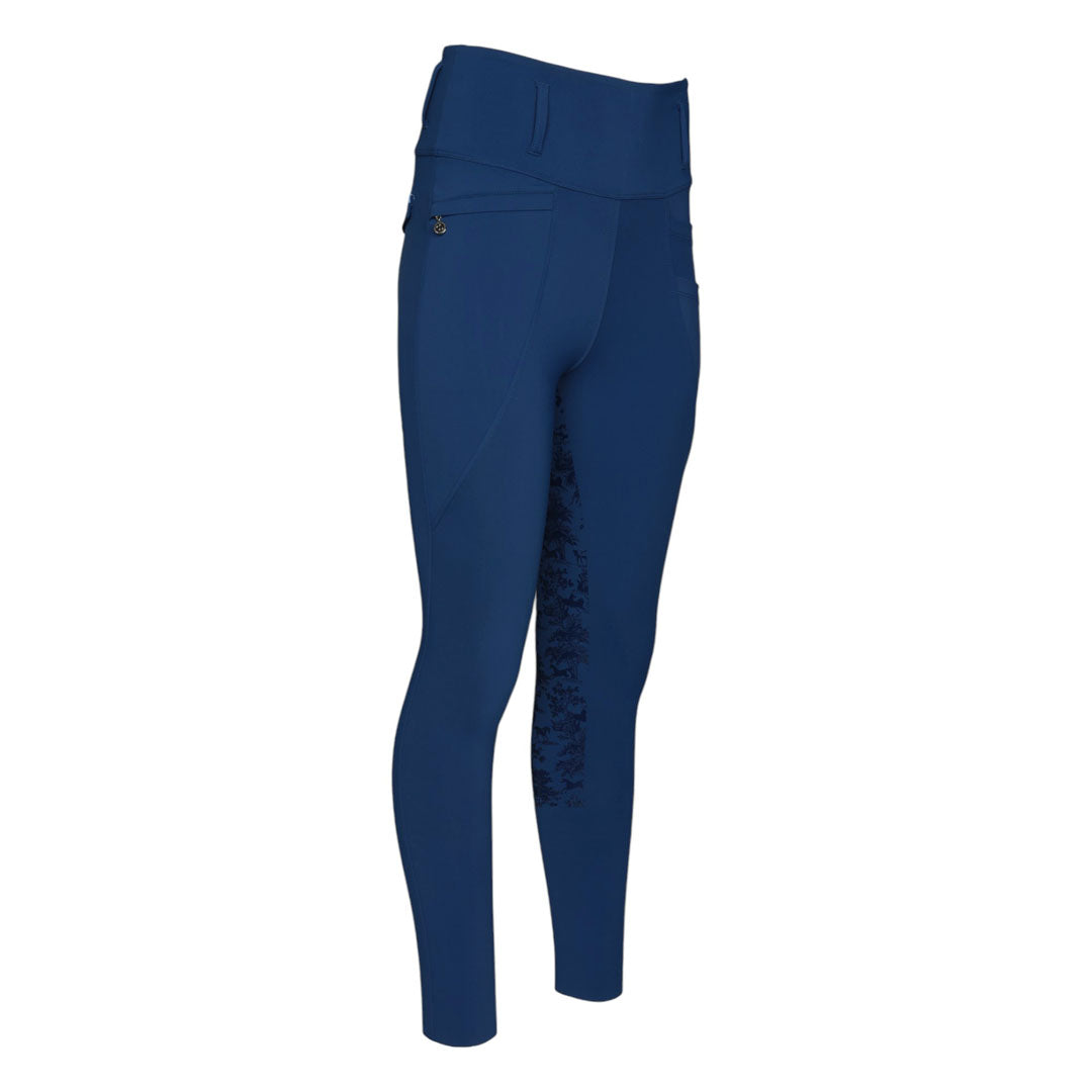 Dapplebay Kids Equestrian Toile Essential Tights-Bright Navy