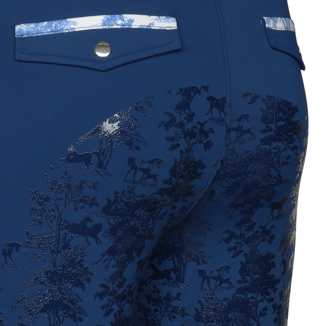 Dapplebay Kids Equestrian Toile Essential Tights-Bright Navy