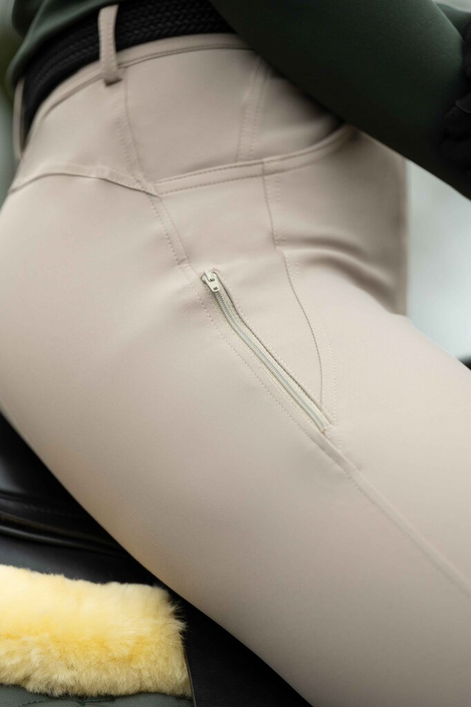 HKM Ari Mid Rise- Sil. Knee Patch Ladies Riding Breeches
