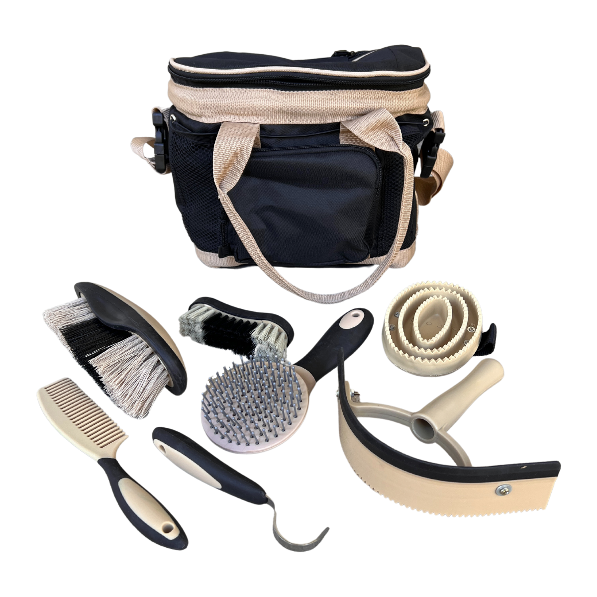 AJ Tack Deluxe Horse Grooming Set, Bag with Grooming Tools