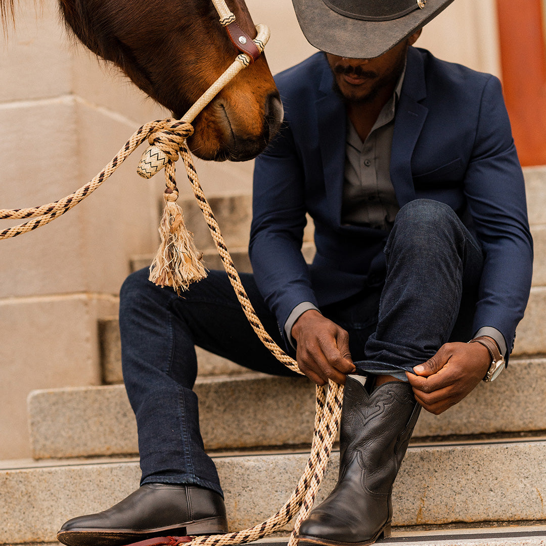 TuffRider Men's El Paso Leather Embroidered Round Toe Western Boots
