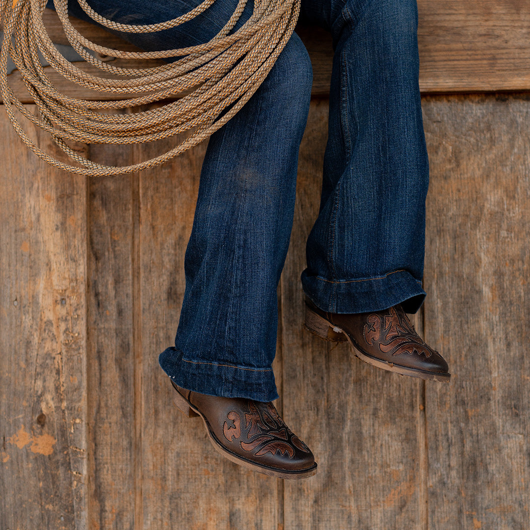 TuffRider Women Jackson Embroidered Leather Square Toe Western Boots