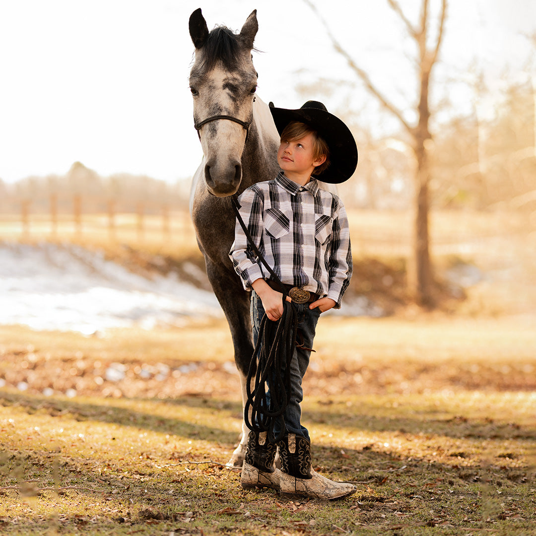 TuffRider Youth Black Snake in My Boot Western Leather Boots