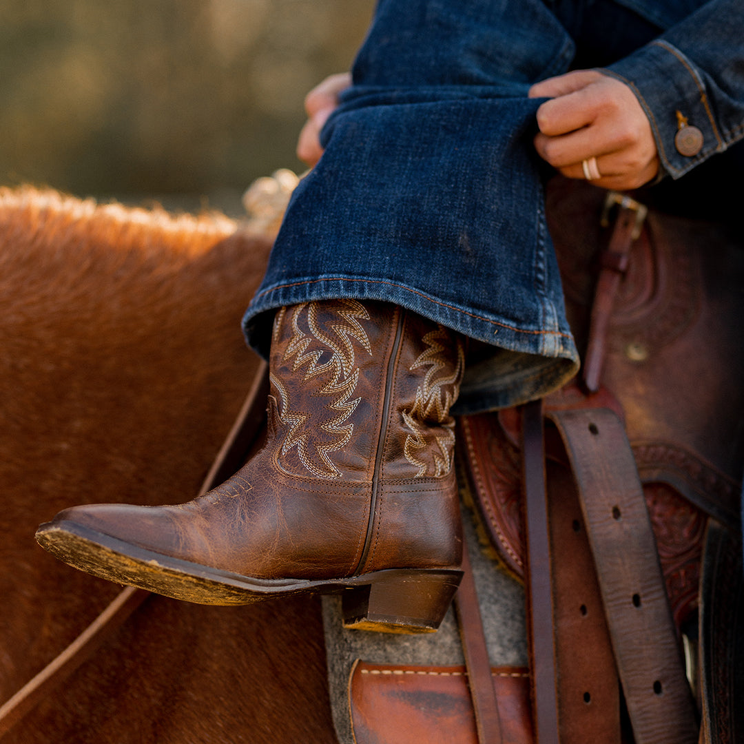 TuffRider Women Moran Leather Square Toe Western Boots