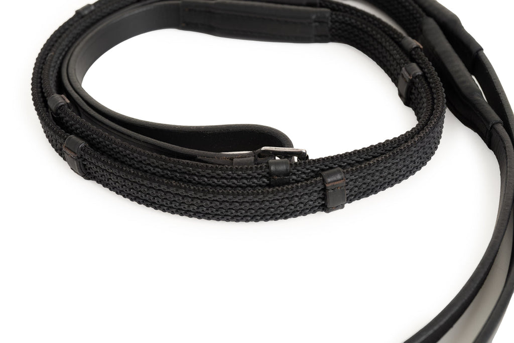 Sure Grip Rubber Reins with 4" Rein Stops-Superb Slim Rubber Woven Grip