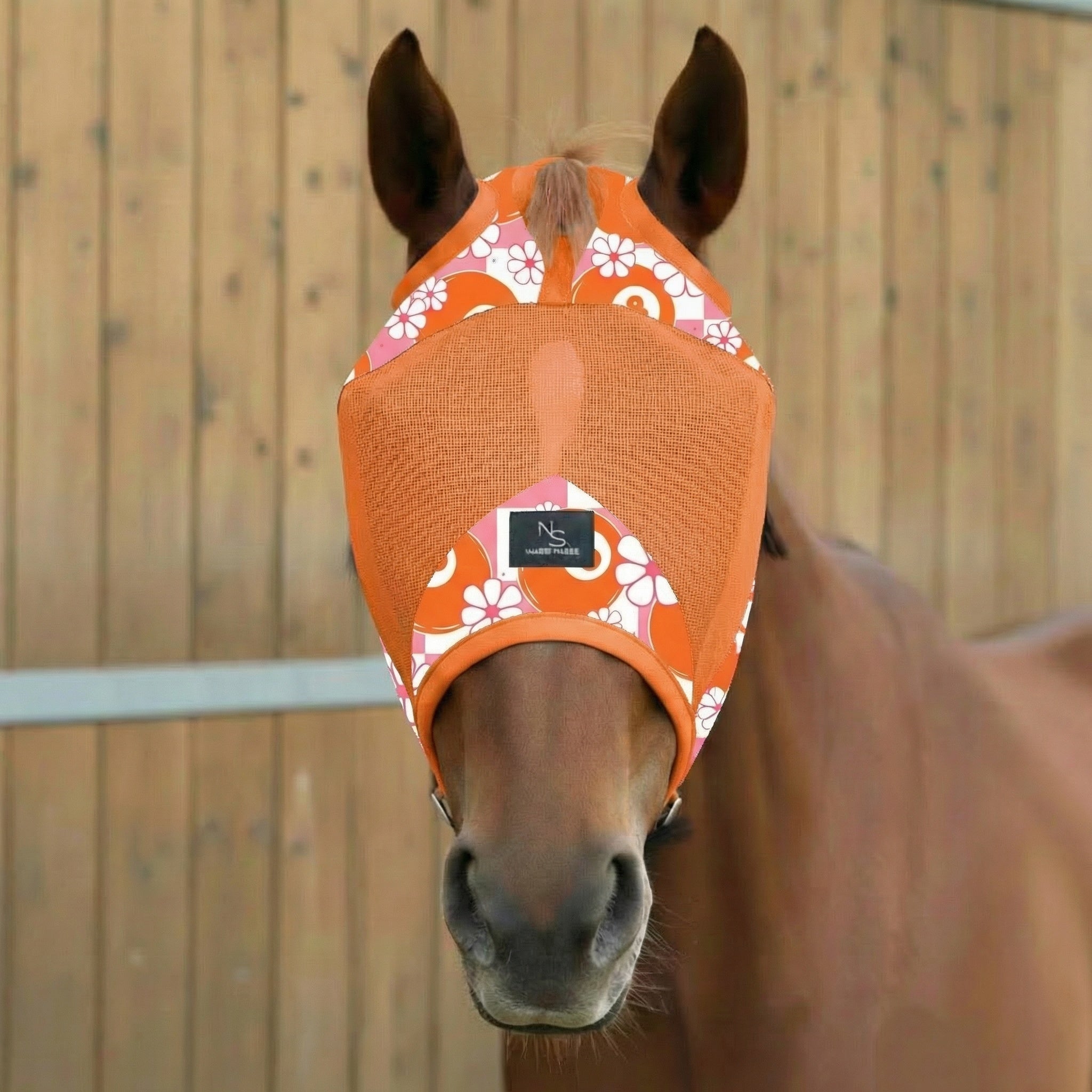 Daisy 8 Horse Fly Mask -Orange Mesh