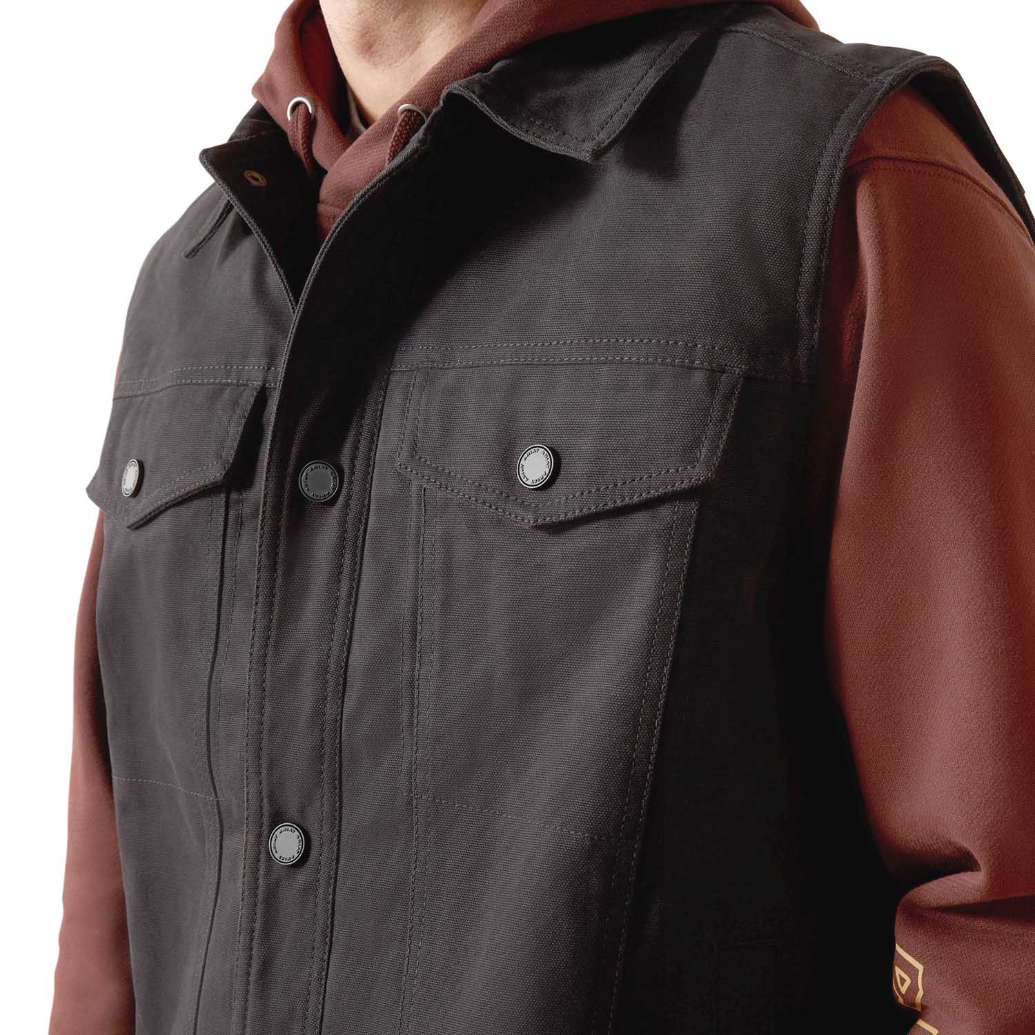 Ariat Men's Canvas Rancher Vest – Insulated Flannel-Lined Western Outdoor Vest