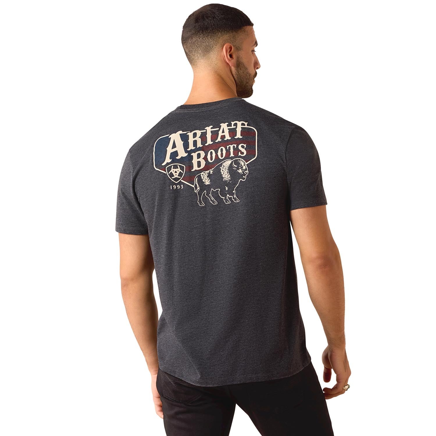 Ariat Mens Short Sleeve Shirt, American Bison Western Tee