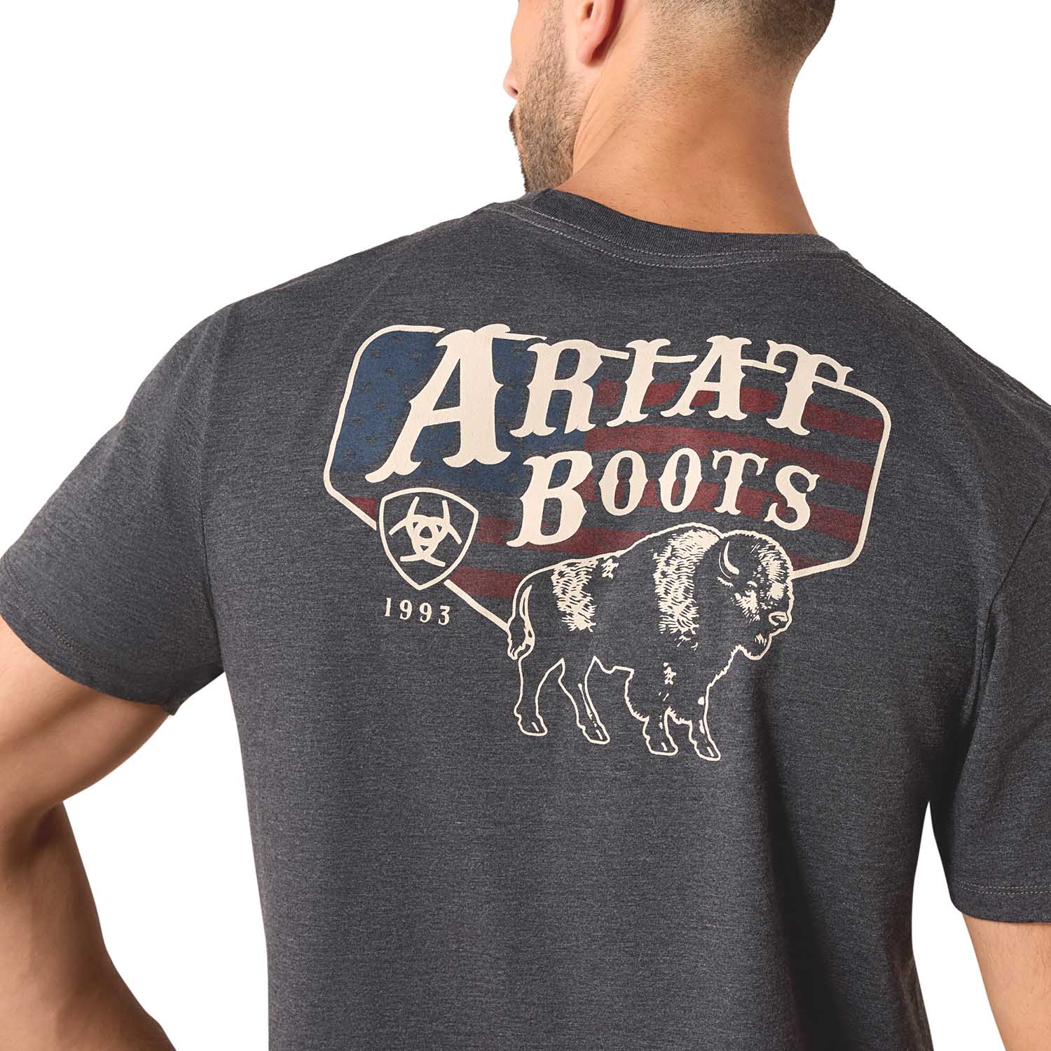 Ariat Mens Short Sleeve Shirt, American Bison Western Tee