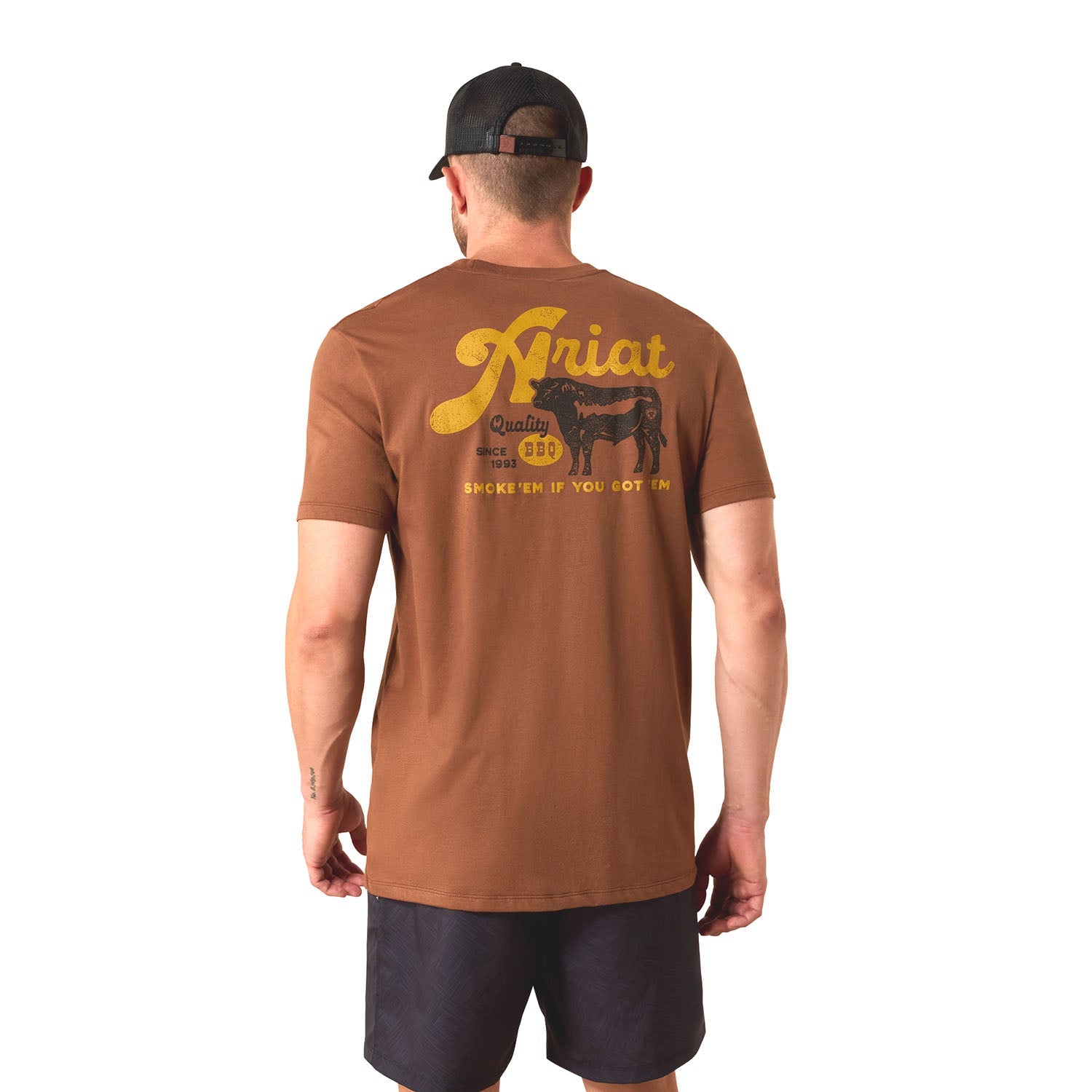 Ariat Mens Short Sleeve Shirt, BBQ Smoke Western Graphic Tee