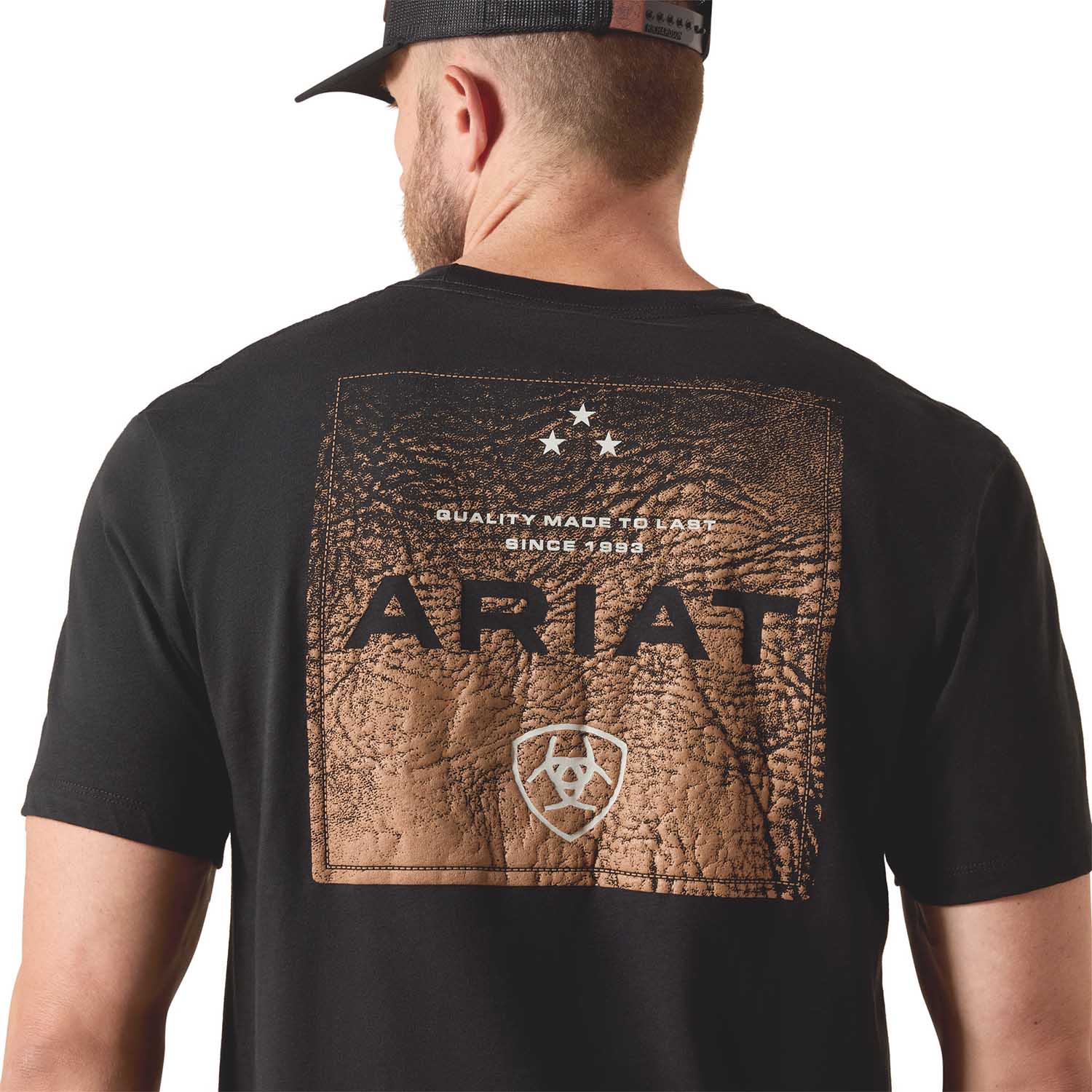 Ariat Mens Short Sleeve Shirt, Leather Patch Western Tee