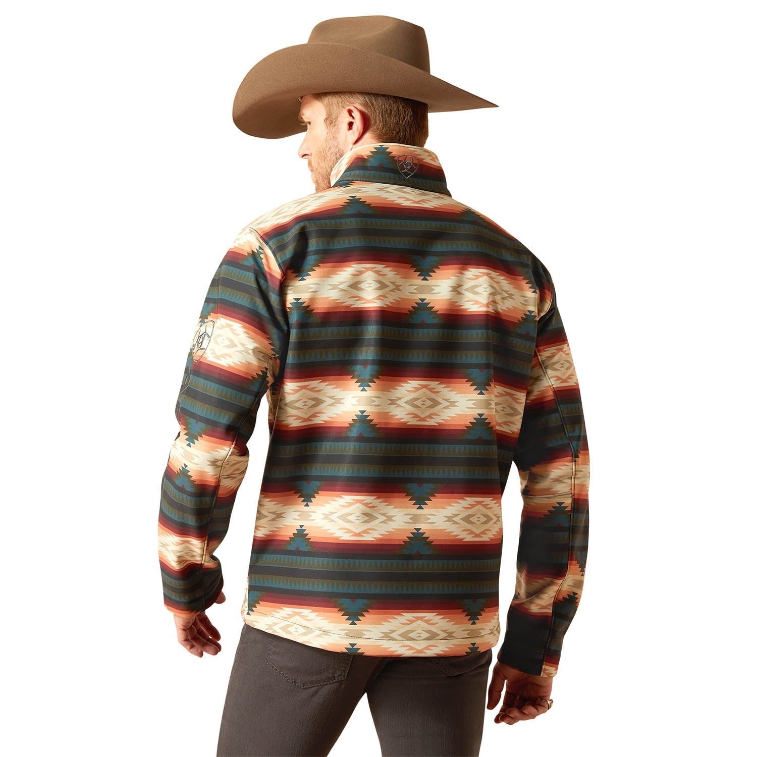 Ariat Mens Western Print Logo Softshell Jacket – Water-Resistant Stretch Lightweight Jacket