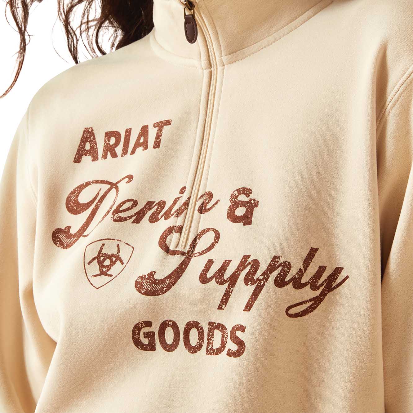 Ariat Womens "Denim & Supply" 1/2 Zip Sweatshirt – Midweight Fleece Casual Pullover