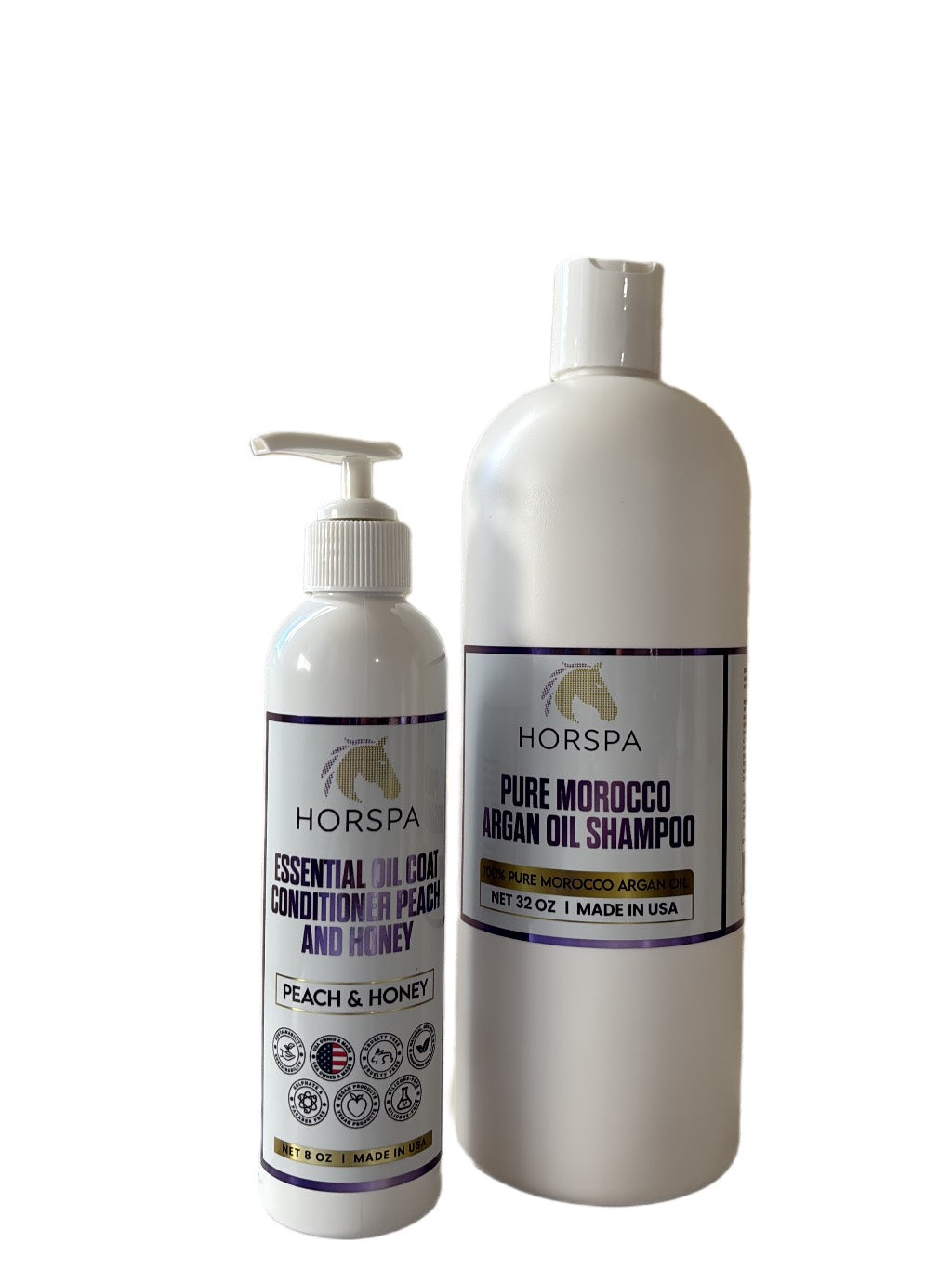 Combo Pure Morocco Argan Oil Shampoo 32oz plus Essential Oil Coat Conditioner Peach and Honey 16oz with Sponge applicator
