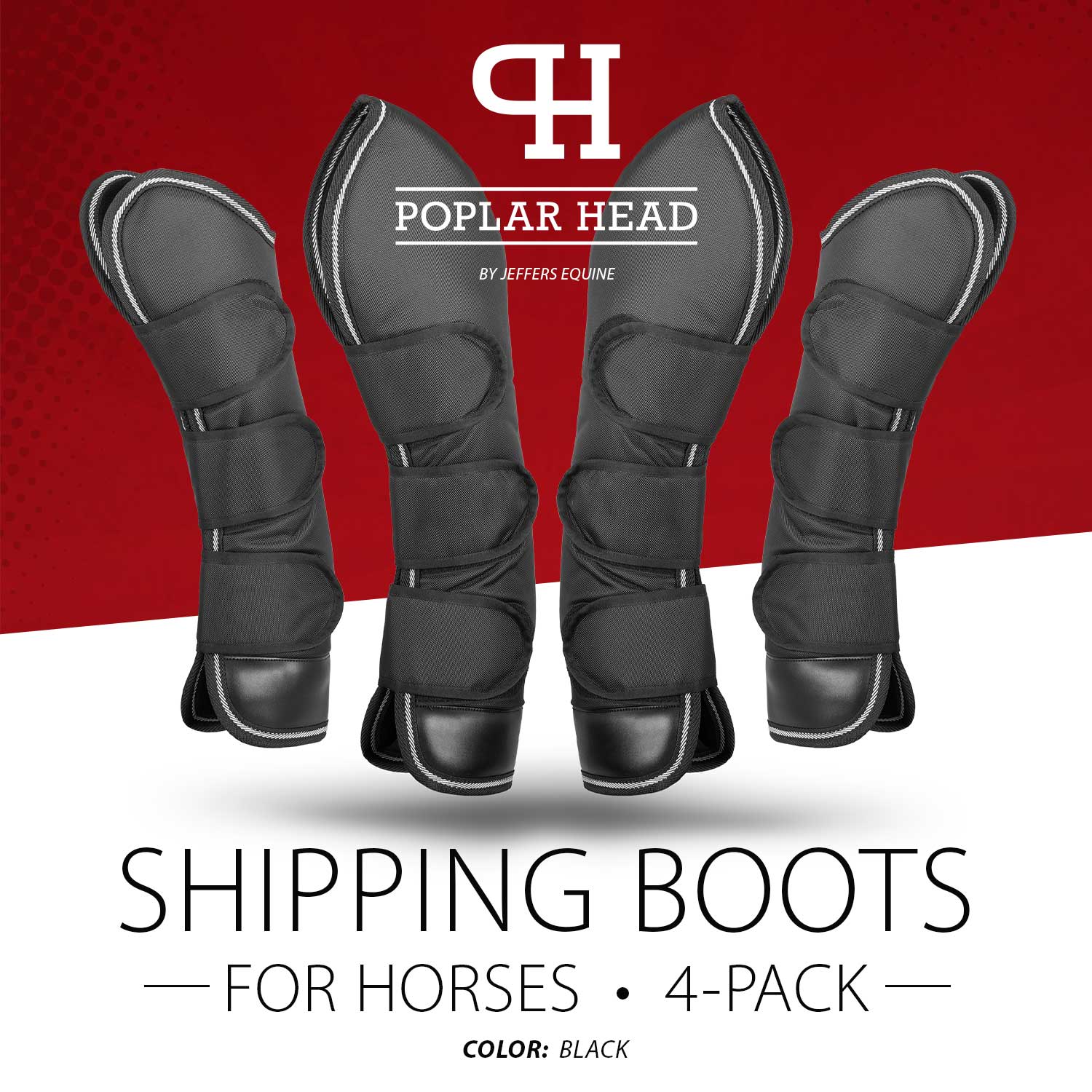 Jeffers Poplar Head Horse Shipping Boots, 4-Pack with Carry Bag