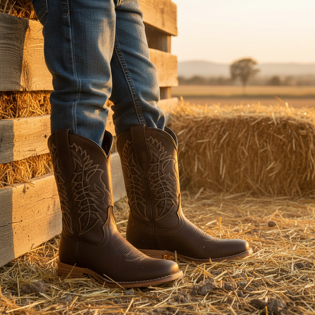 Kids Brown Country Boots lifestyle